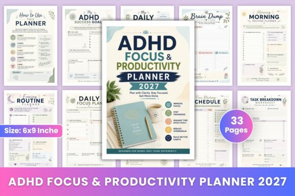 ADHD Focus Productivity Planner 2027
