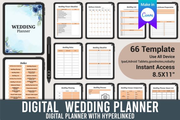Digital Wedding Planner Canva Template Graphics