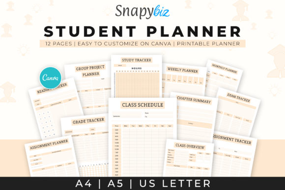 Study planner. Tasy to customize, printable planner