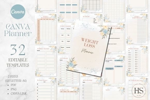 Watercolor-Weight-Loss-CANVA-Planner