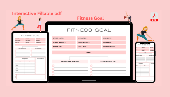 goal planner: 11. Fitness Goal Interactive Fillable PDF original product preview