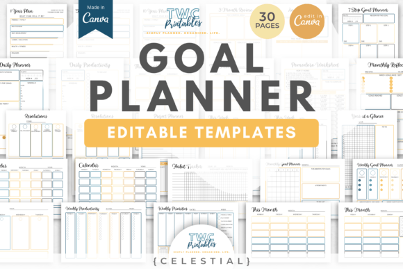 goal planner: 4. Goal Planner Canva Templates | Celestial original product preview