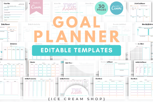 goal planner: 1. Goal Planner Canva Templates | Ice Cream original product preview