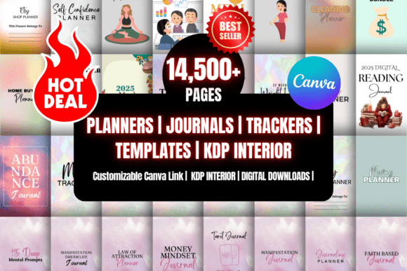 weight loss tracker: 6. Canva Planner Bundle with 1000+ Pages original product preview