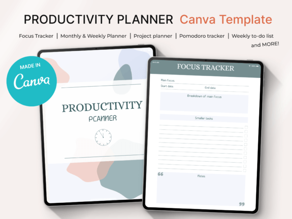 goal planner: 12. Productivity Planner Canva Template original product preview