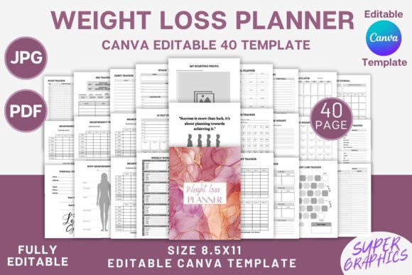 weight loss tracker: 1. Weight Loss Planner Bundle for an All-in-One Tracking System original product preview