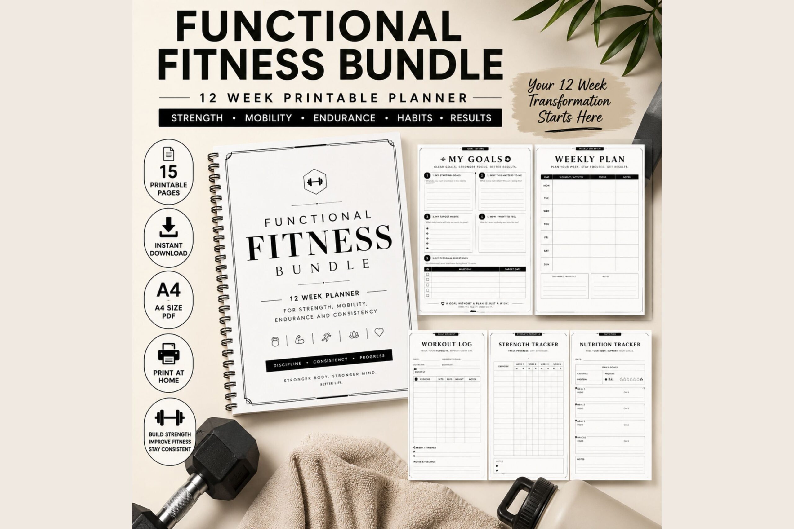 12-Week Fitness Planner Bundle