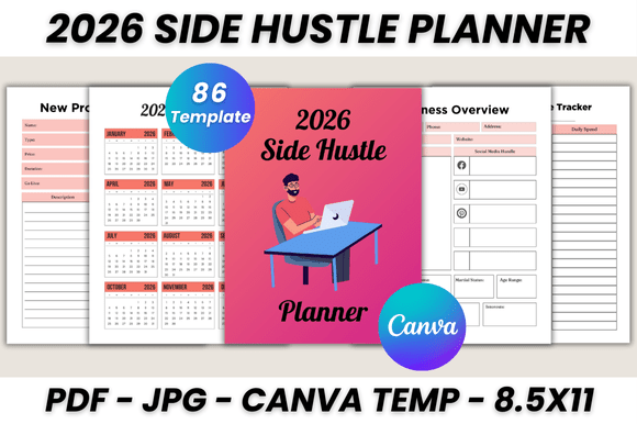 2026 side hustle planner with goals