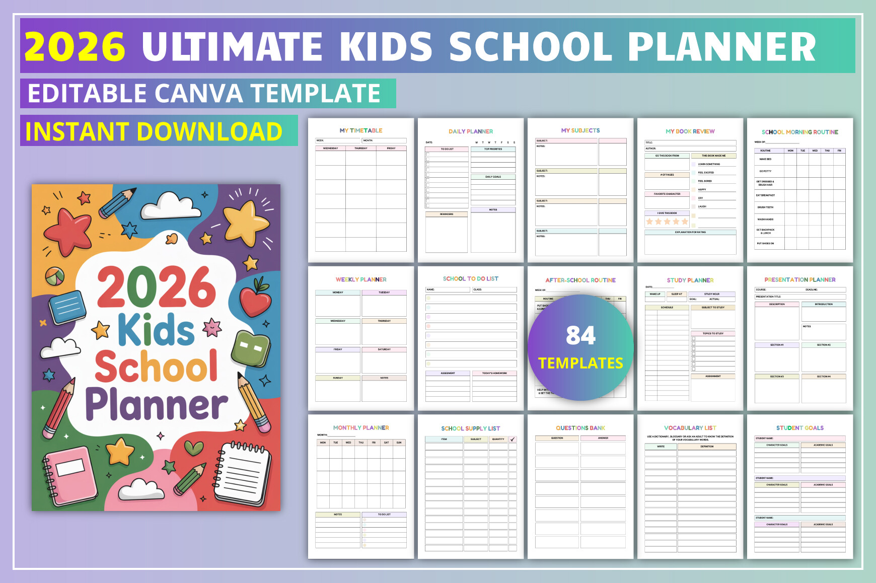 Student Planner — 2026 Ultimate Kids School Planner product preview