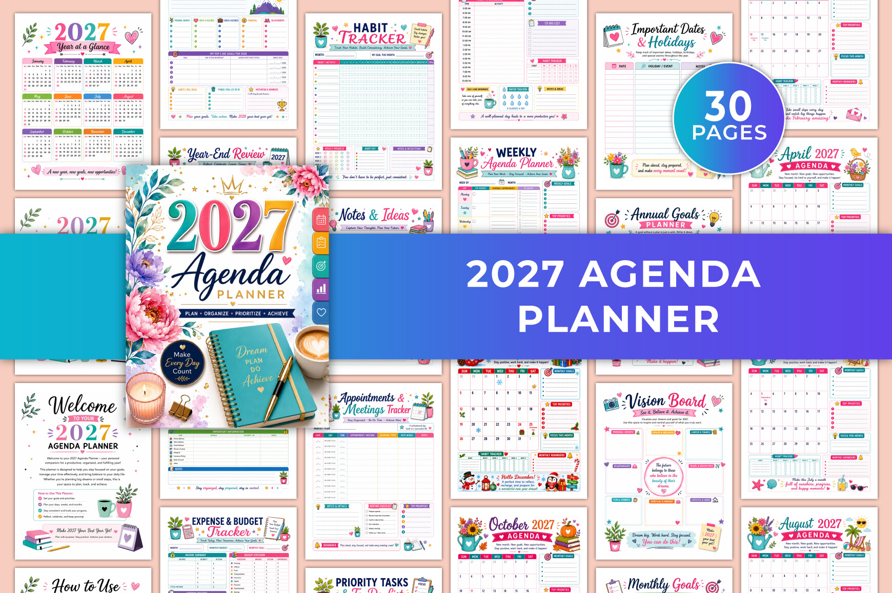 2027 Weekly Planner — 2027 Agenda Planner KDP Interiors product preview