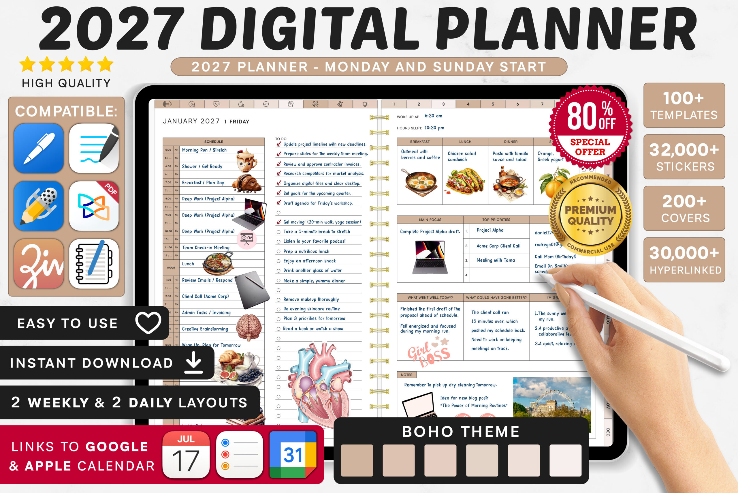 2027 Digital Planner — 2027 Digital Planner | Monday and Sunday product preview