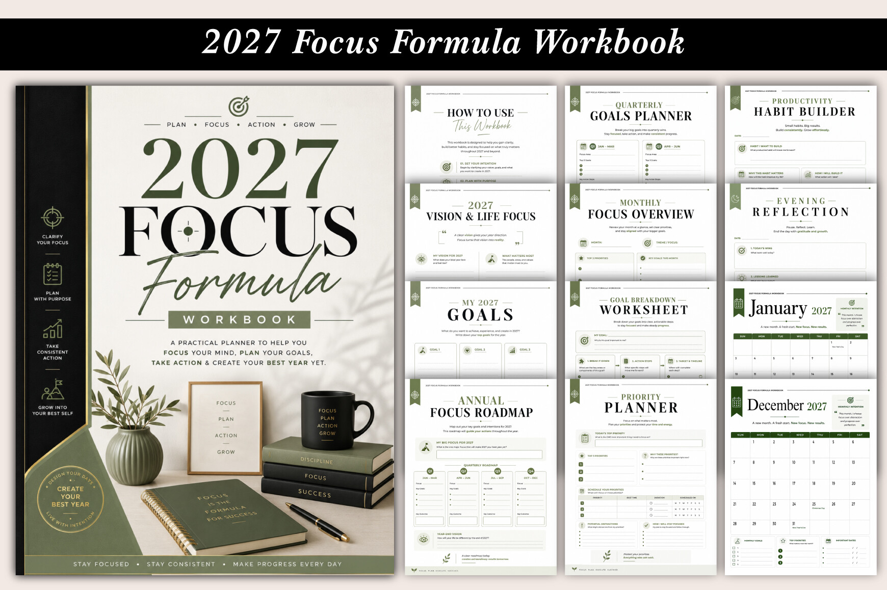 Personal productivity planner - 2027 Focus Formula Workbook