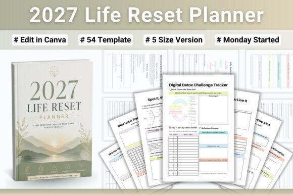 2027 life reset planner for routines habits mindset and personal growth