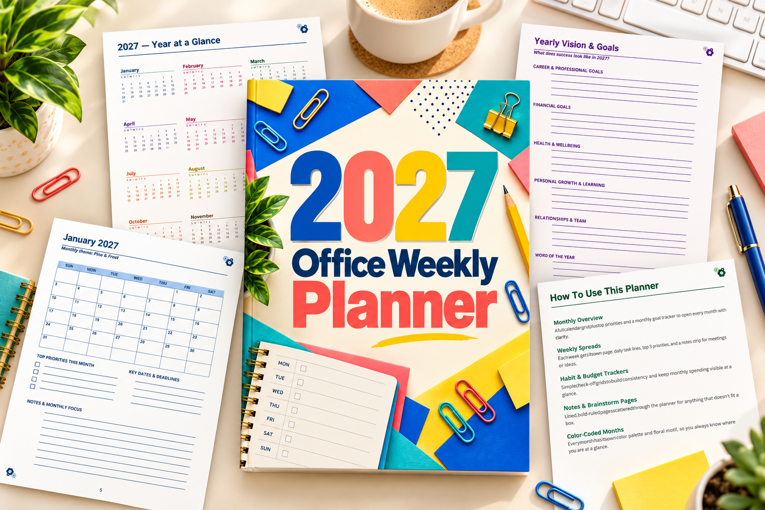 Work Planner — 2027 Office Weekly Planner by Monster Studio