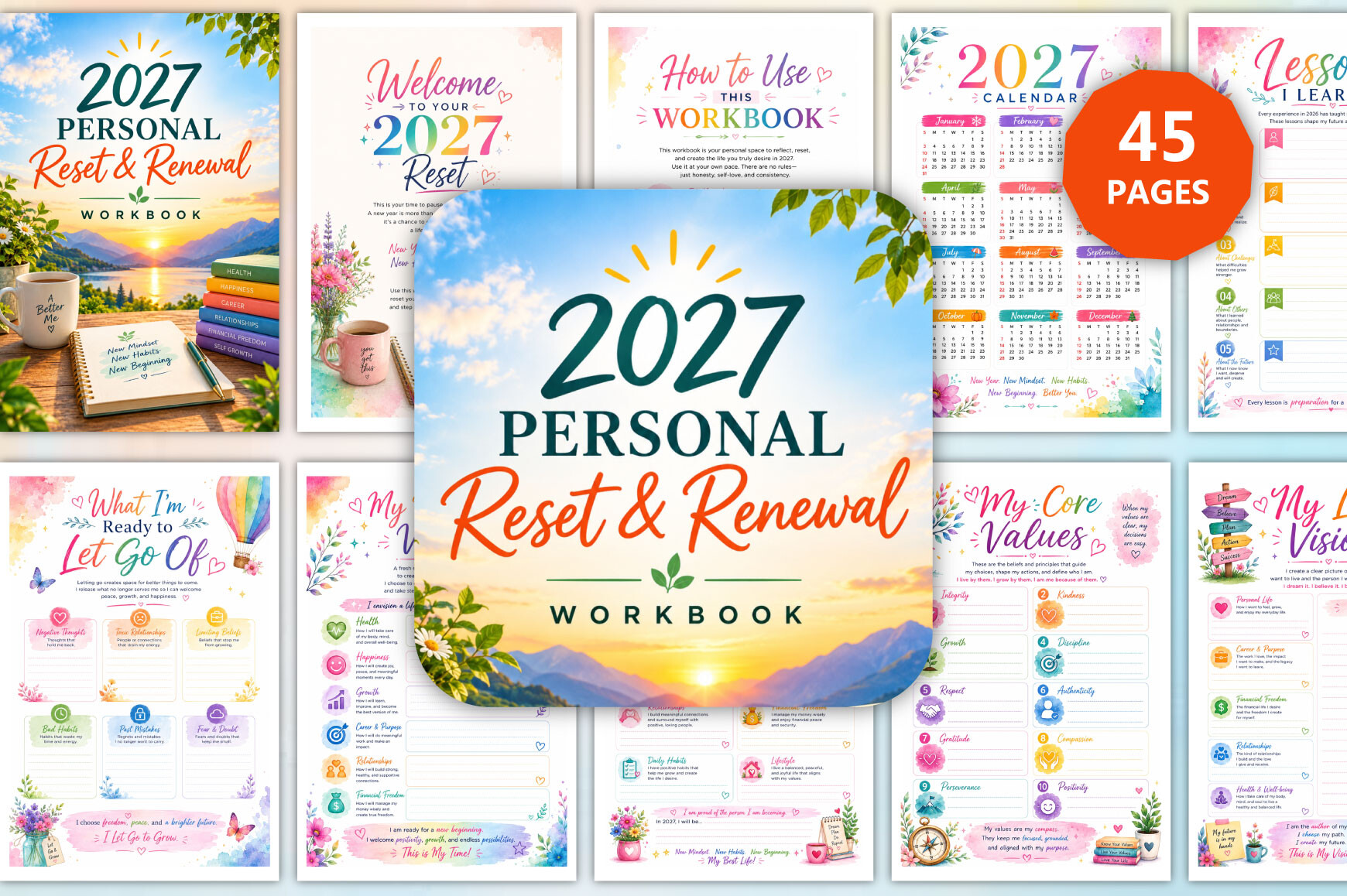 year in review journal: 2027 Reset Workbook with Past-Year Lessons and Reviews original product preview
