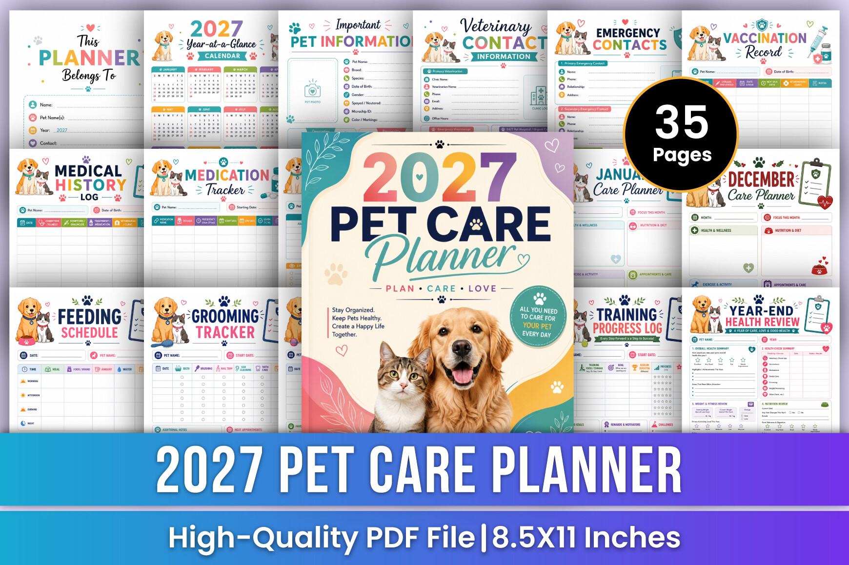 Pet Planner — 2027 Pet Care Planner for Dogs & Cats product preview