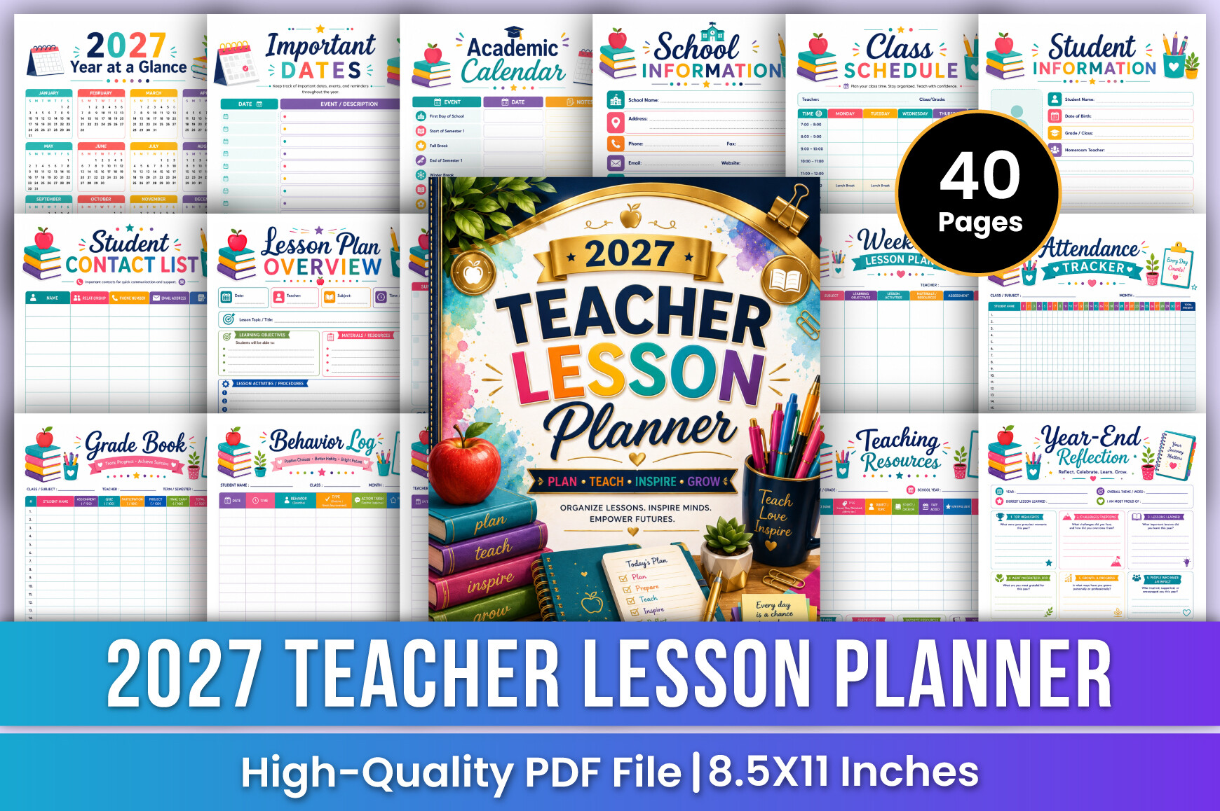 2027 Teacher Lesson Planner