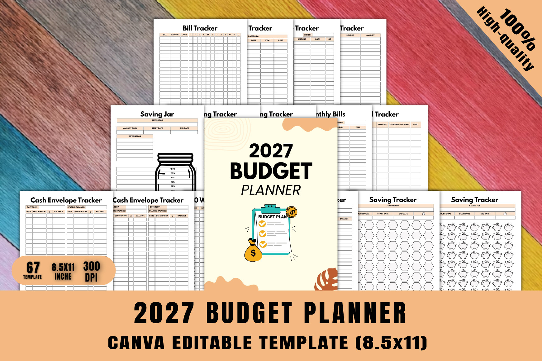 2027 Budget Planner: Editable Annual Budget with Weekly and Paycheck Pages original product preview