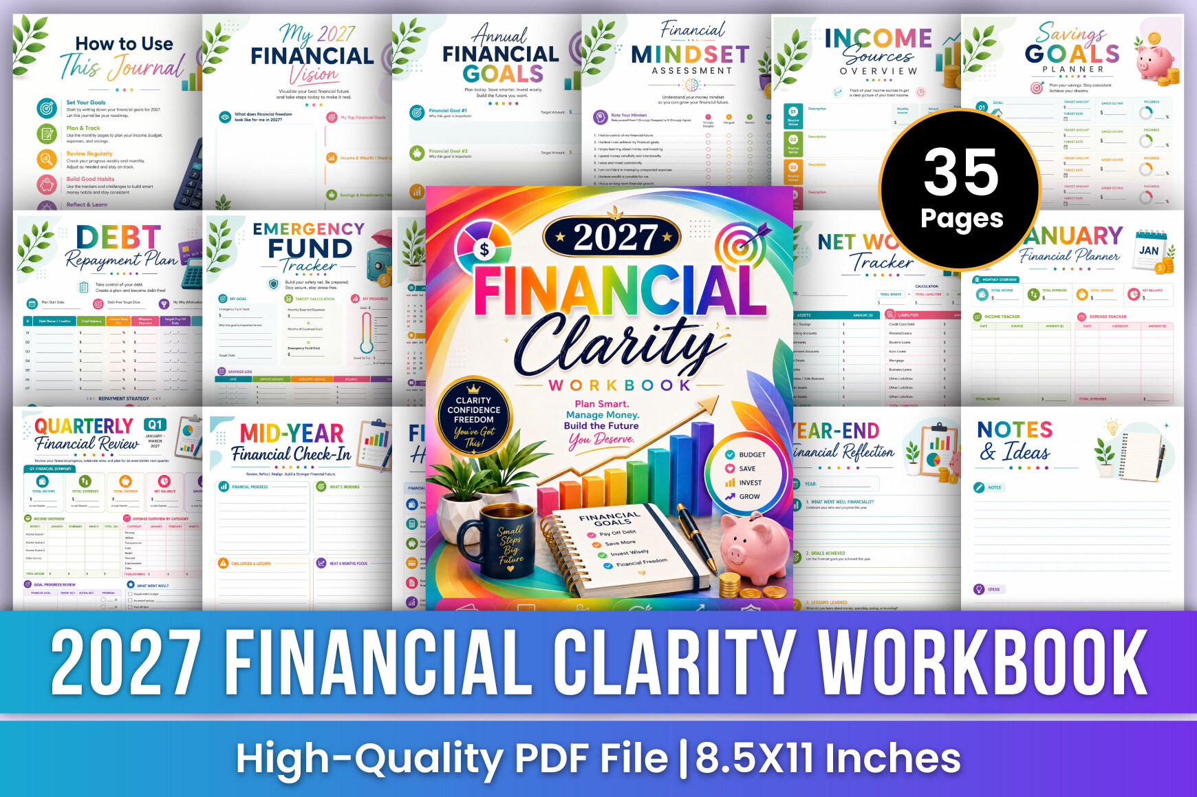 2027 Budget Planner: 2027 Financial Clarity Workbook with Review Checkpoints original product preview