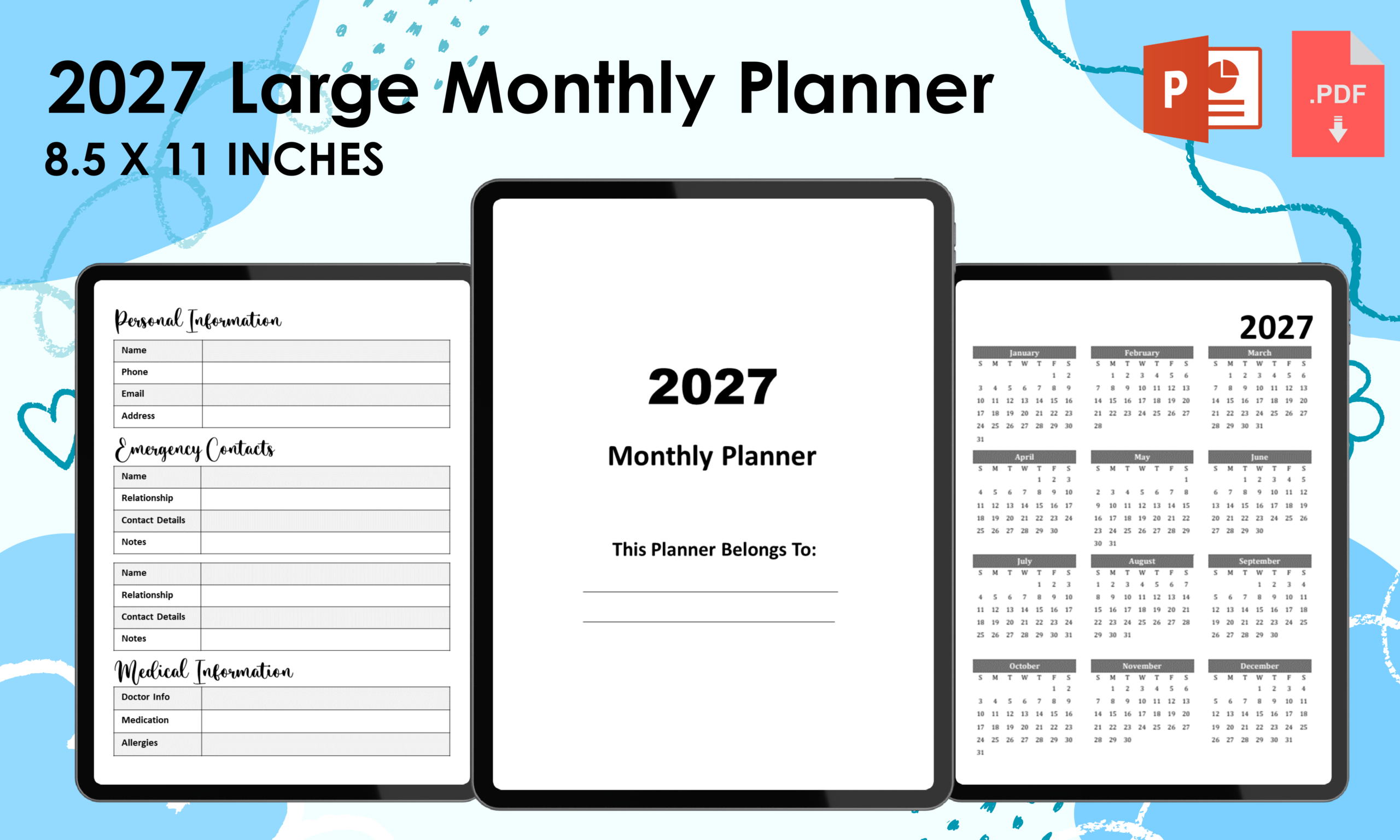2027 Monthly Planner — Editable PowerPoint 2027 Monthly Planner by Ilyas Designs