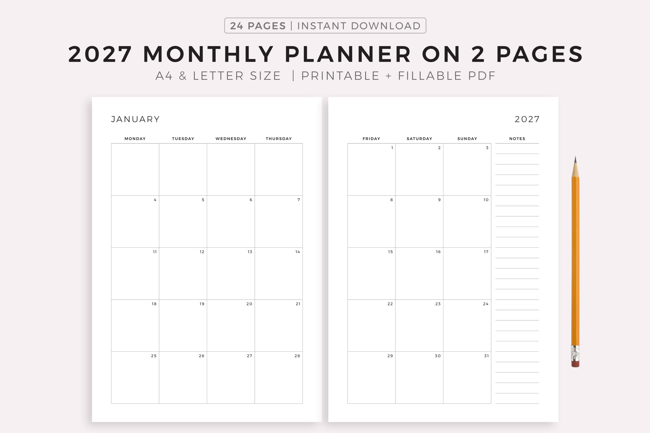 2027 Monthly Planner — Two-Page 2027 Monthly Planner by MyLifePlans