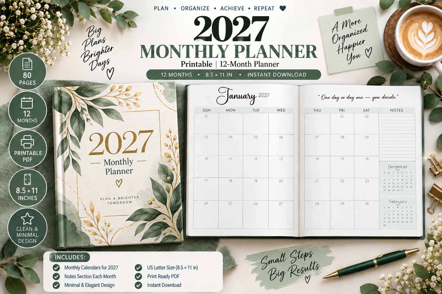 2027 Monthly Planner — 2027 Two-Page Monthly Organizer by Mol Tazime