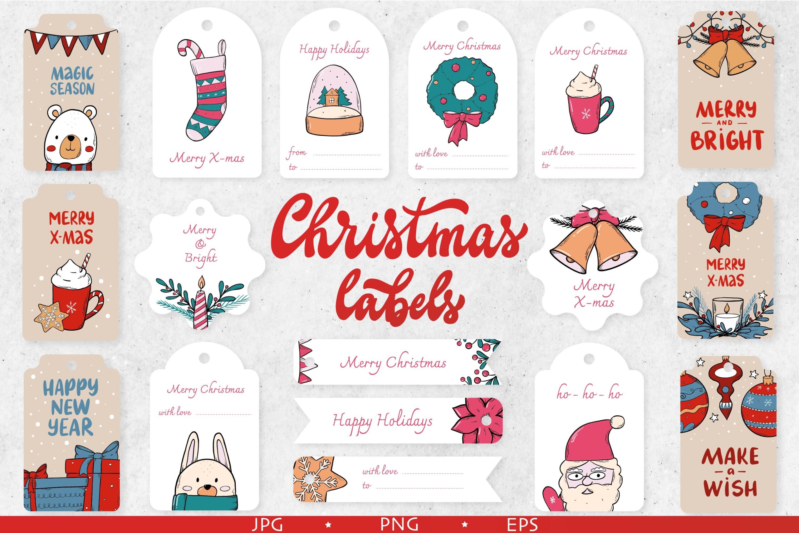 christmas gift labels: Twenty-Four Doodle Christmas Labels original product preview