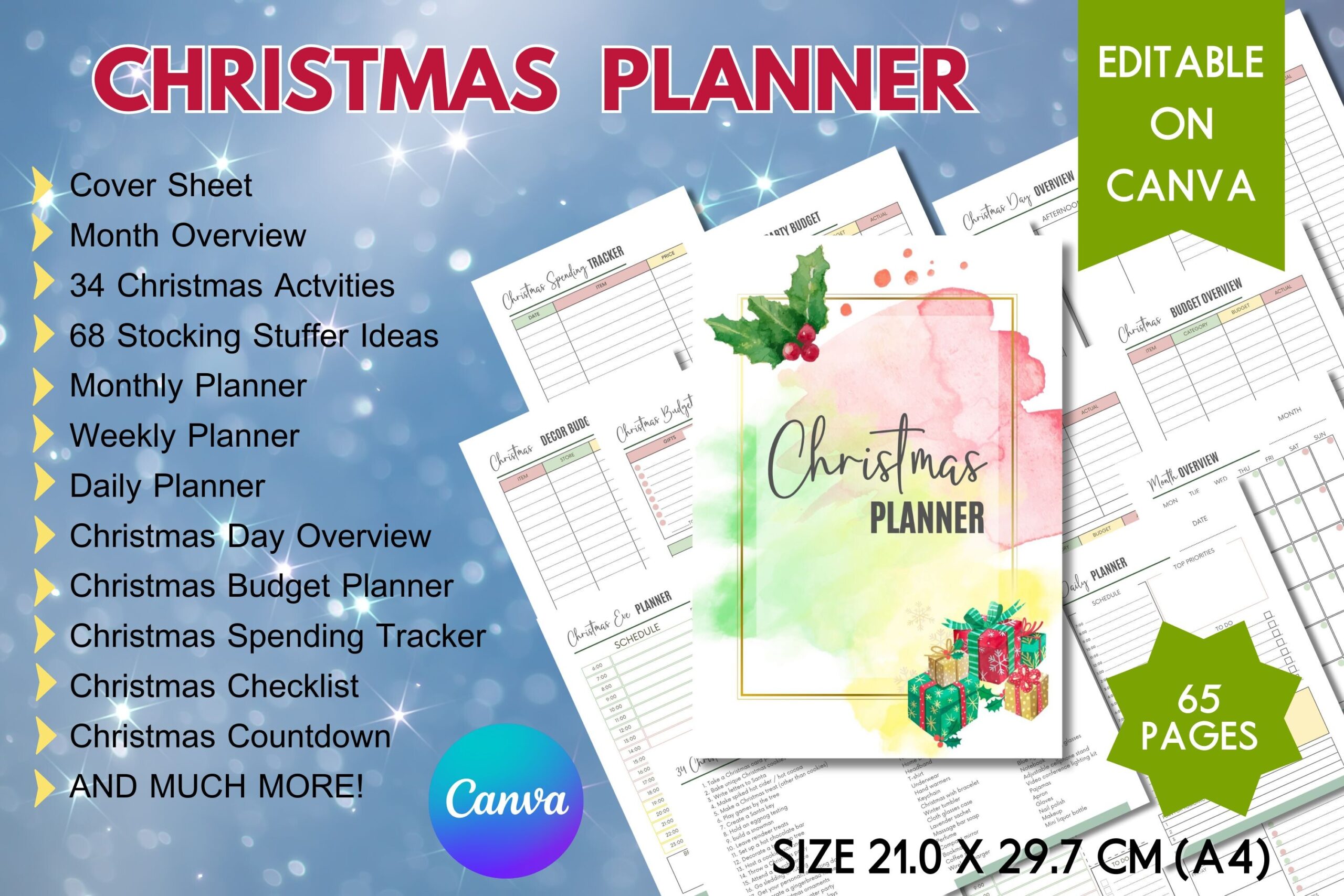 Christmas Cleaning Checklist: Editable Christmas Cleaning and Weekly Schedule Pages original product preview
