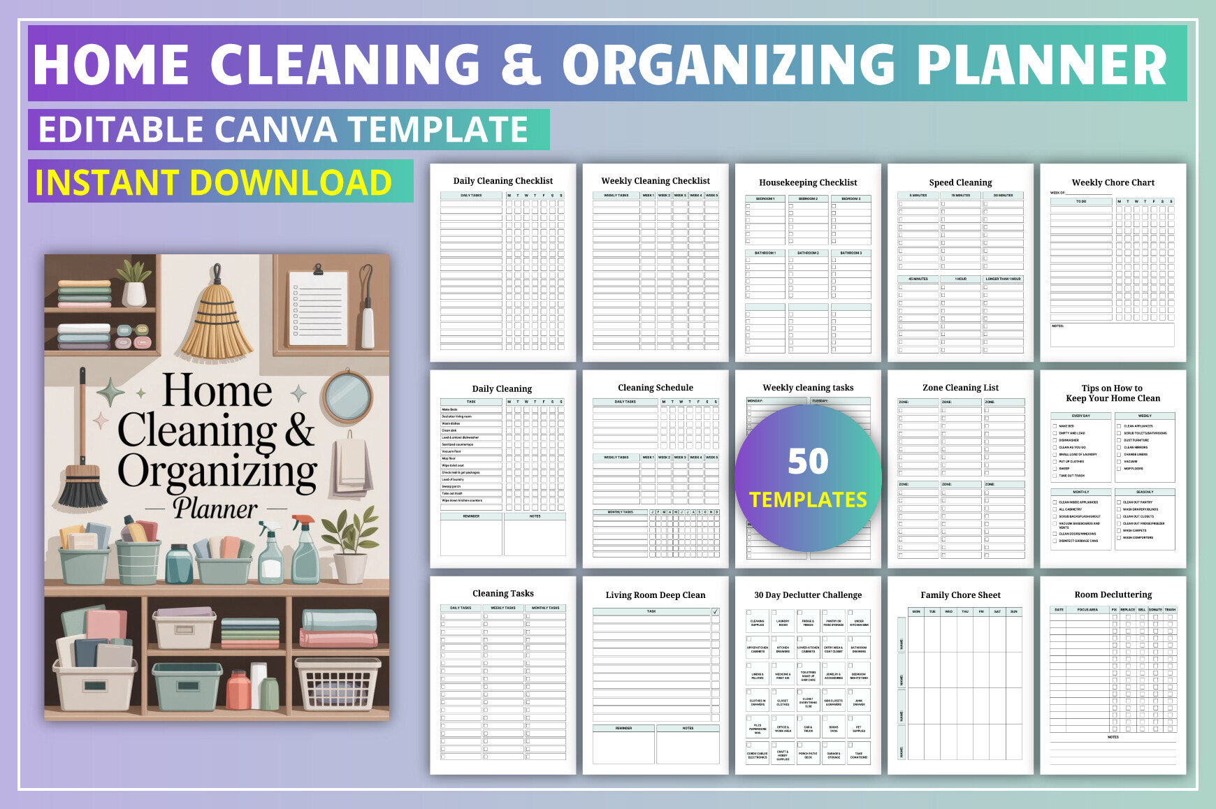Christmas Cleaning Checklist: Adaptable Room-by-Room Deep-Clean Pages for Holiday Hosting original product preview