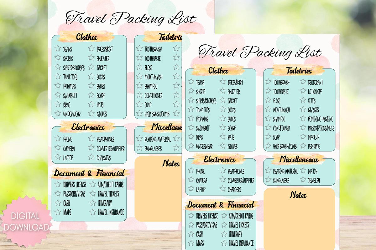 Holiday Packing List: Color-Grouped Packing Pages for A4 and A5 Binders original product preview