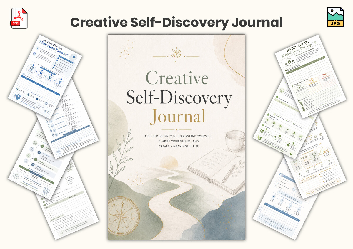Daily Reflection Journal: Creative Reflection Pages with a Compact PDF and JPG Format original product preview