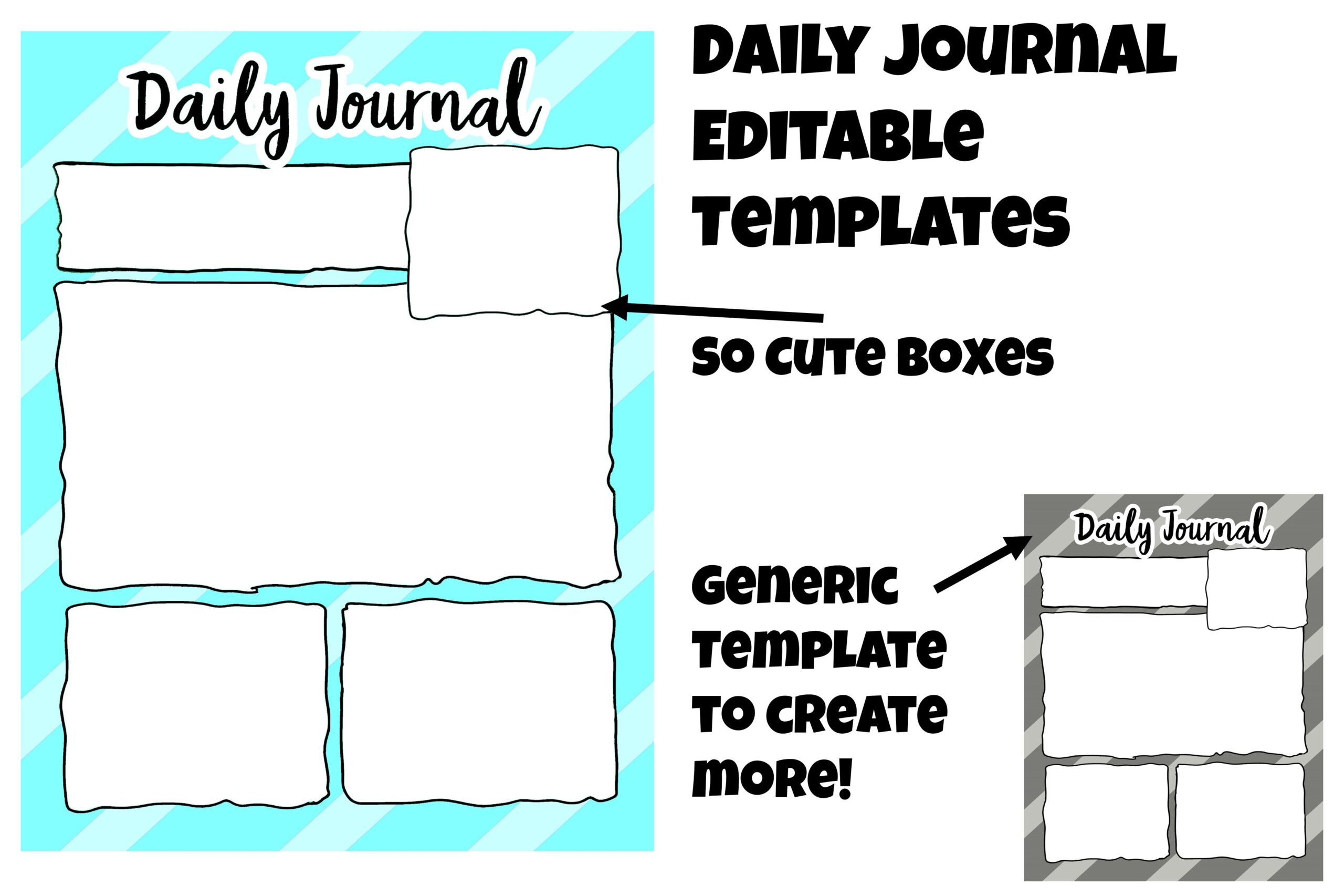 Daily Reflection Journal: A Blank Daily Journal Layout with Hand-Drawn Boxes original product preview