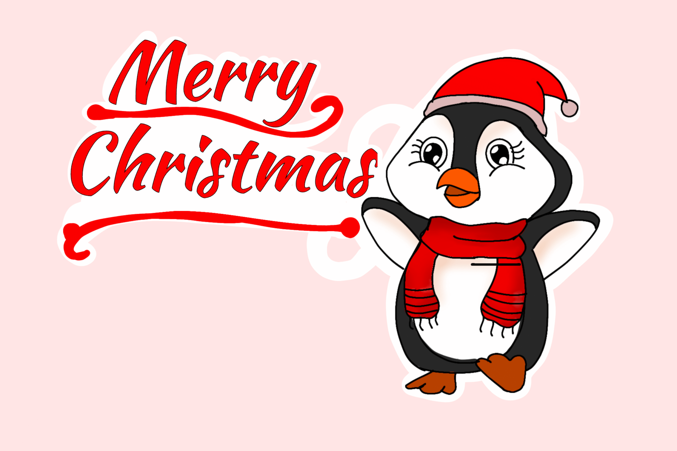 Penguin Stickers: A Waving Penguin with Red Christmas Lettering original product preview