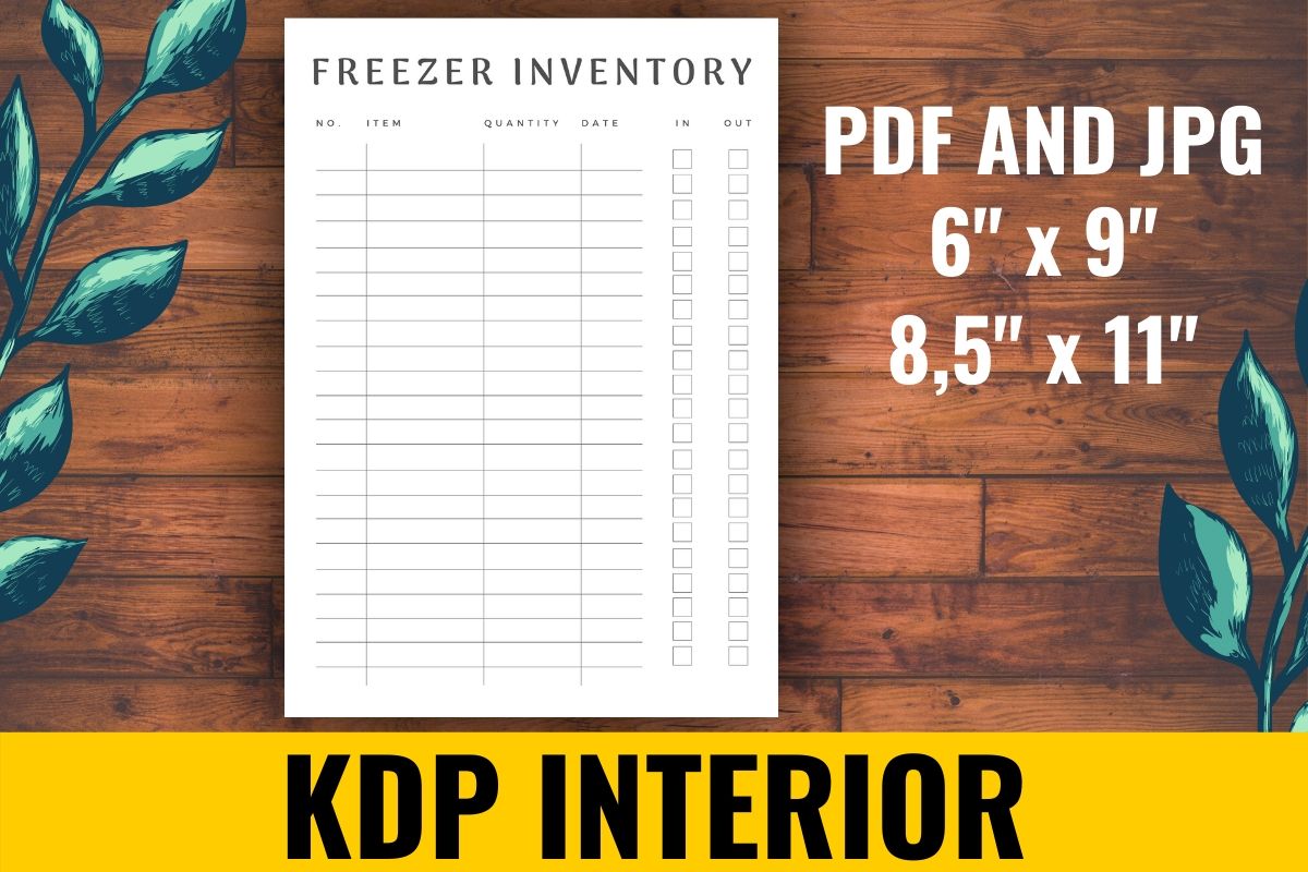 Freezer Inventory: A Two-Size Freezer Interior Supplied as PDF and JPG original product preview