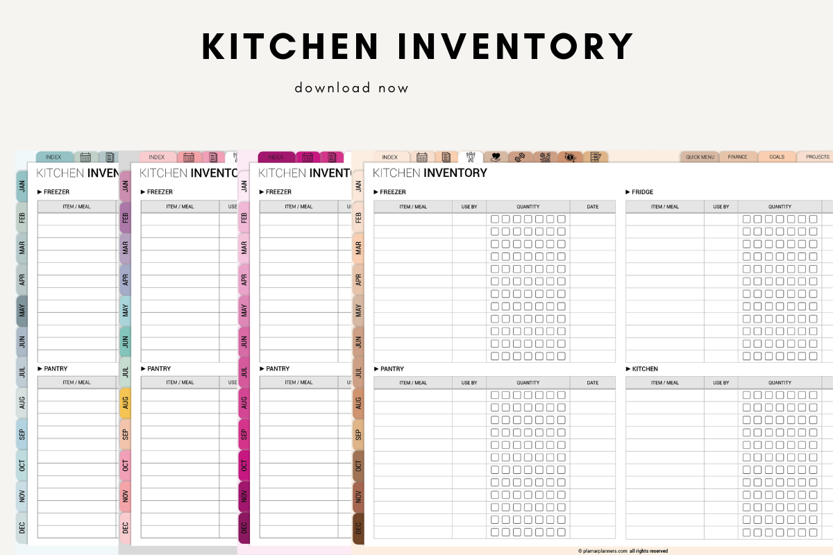 Freezer Inventory: Freezer Records beside Refill and Meal-Planning Pages original product preview