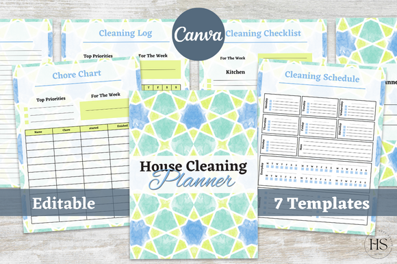 Cleaning Planner — 7 Editable House Cleaning Canva Planners product preview