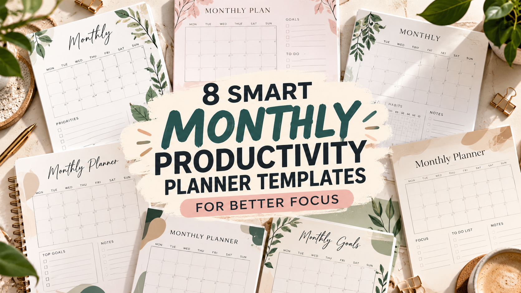 Monthly productivity planner templates