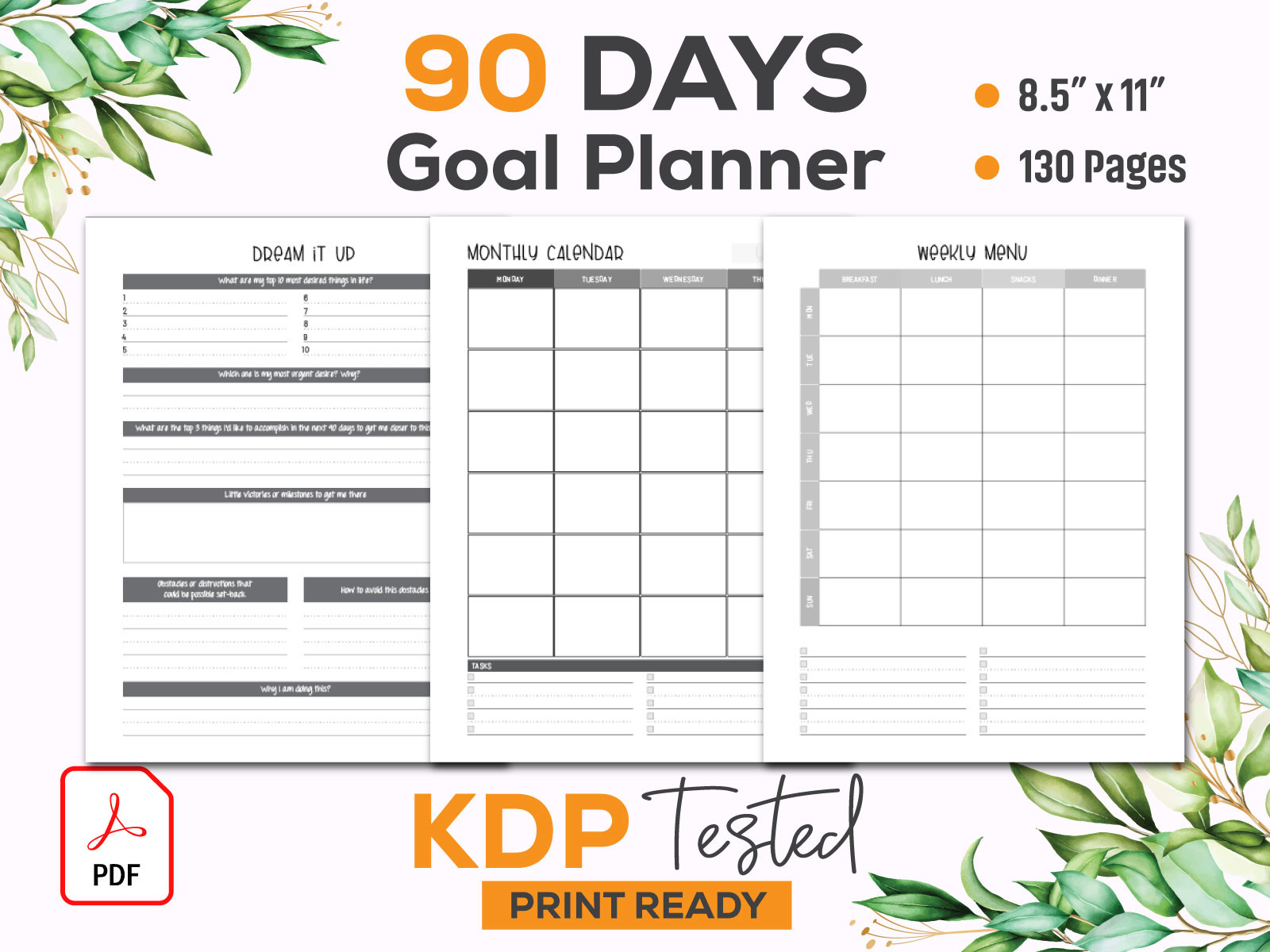90 Day Goal Planner — 130-Page 90 Day Goal Journal by Craftoria