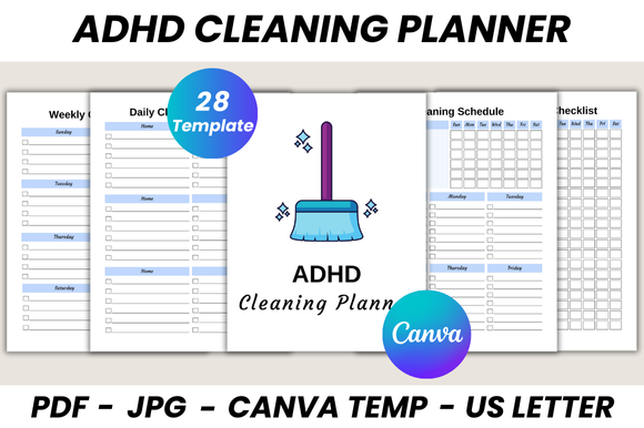 ADHD planner - ADHD Cleaning Planner Canva Template