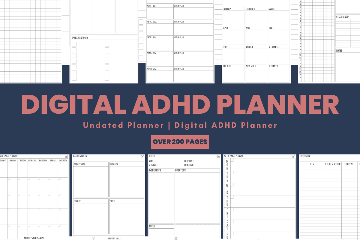 ADHD planner - 200+ Page ADHD Digital and Printable Planner
