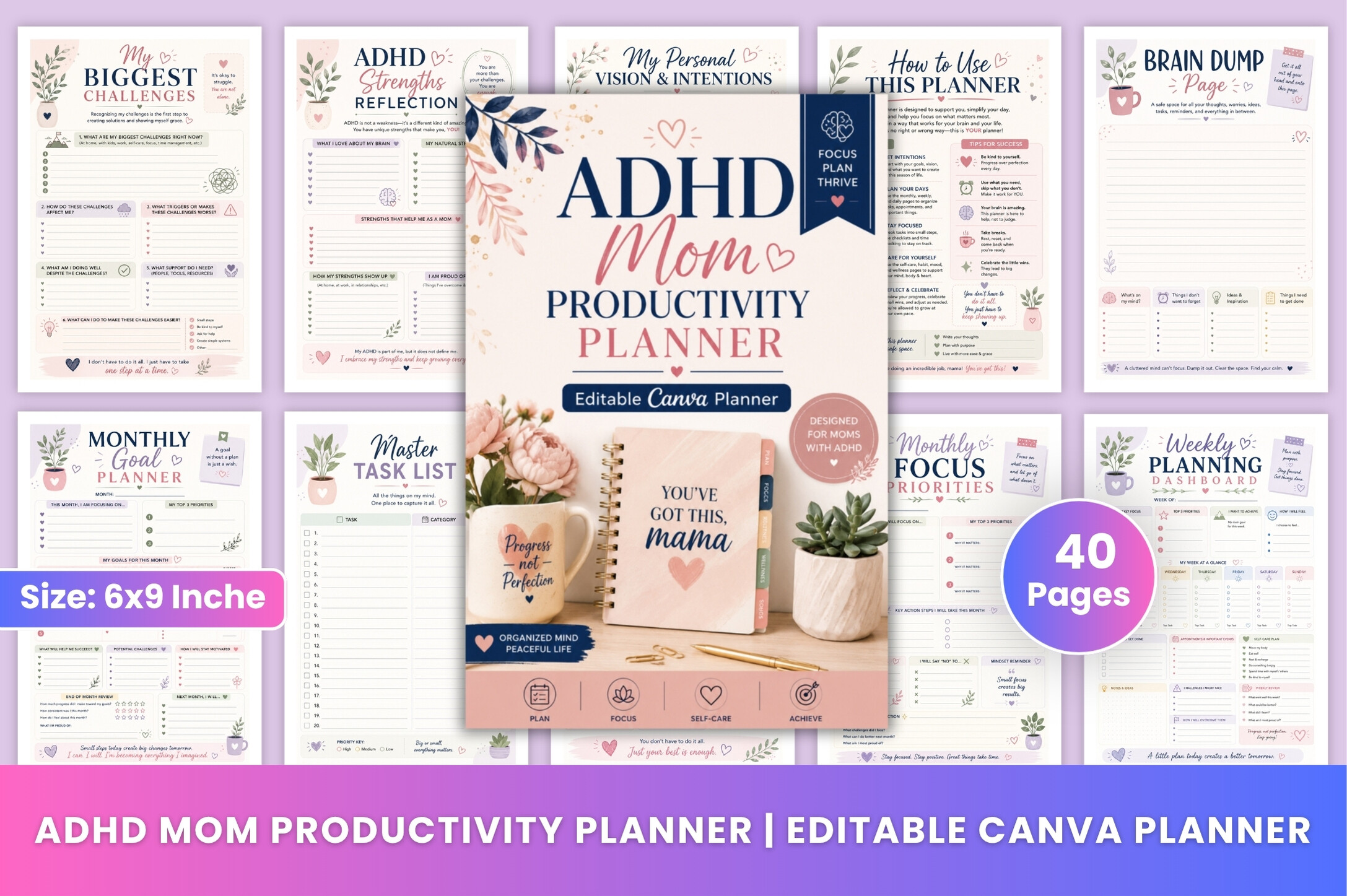 Personal productivity planner - ADHD Mom Productivity Planner