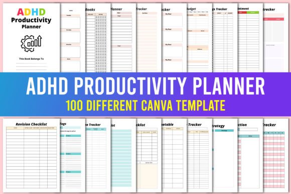 ADHD productivity planner - ADHD Productivity Planner Canva Template