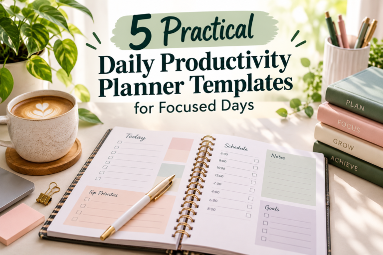 5 Practical Daily Productivity Planner Templates for Focused Days