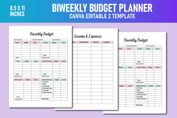 Editable Canva biweekly budget planner