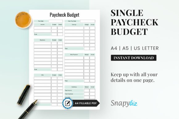 Editable budget by paycheck biweekly planner