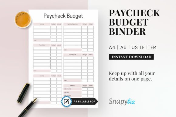 Biweekly paycheck budget binder printable