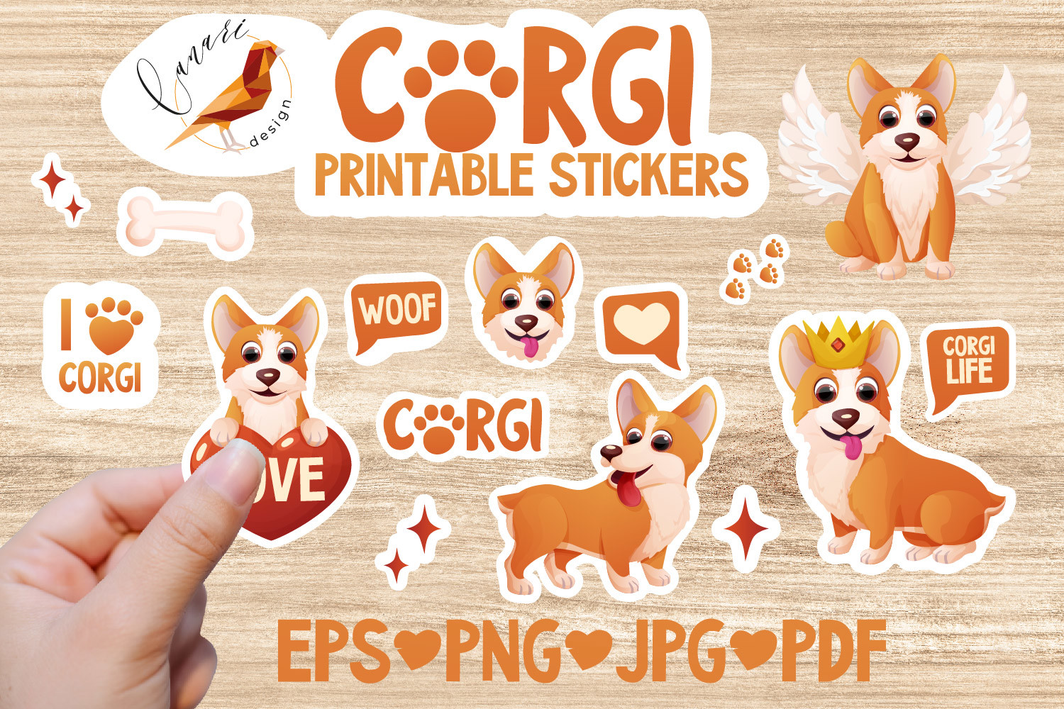 pet planner stickers: Sixteen Corgi Planner Illustrations original product preview