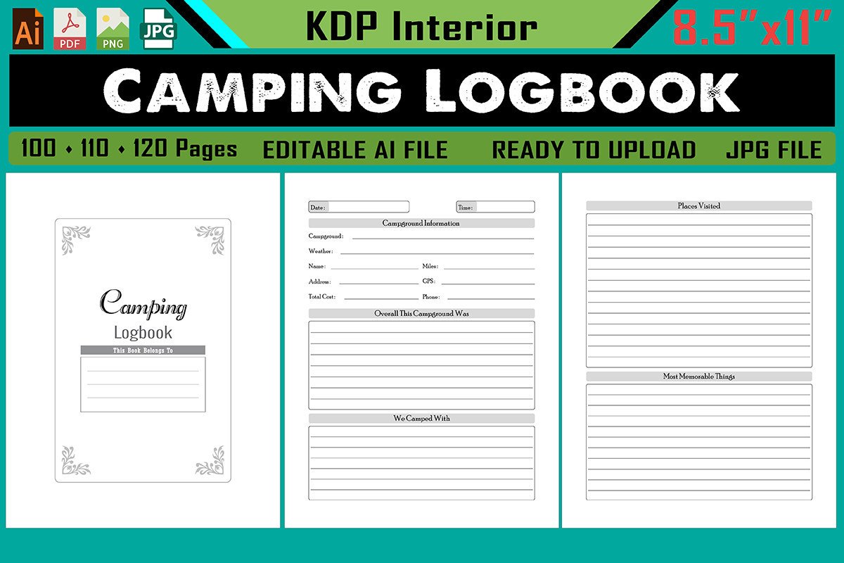 camping journal: Large Camping Journal with Illustrator Files original product preview