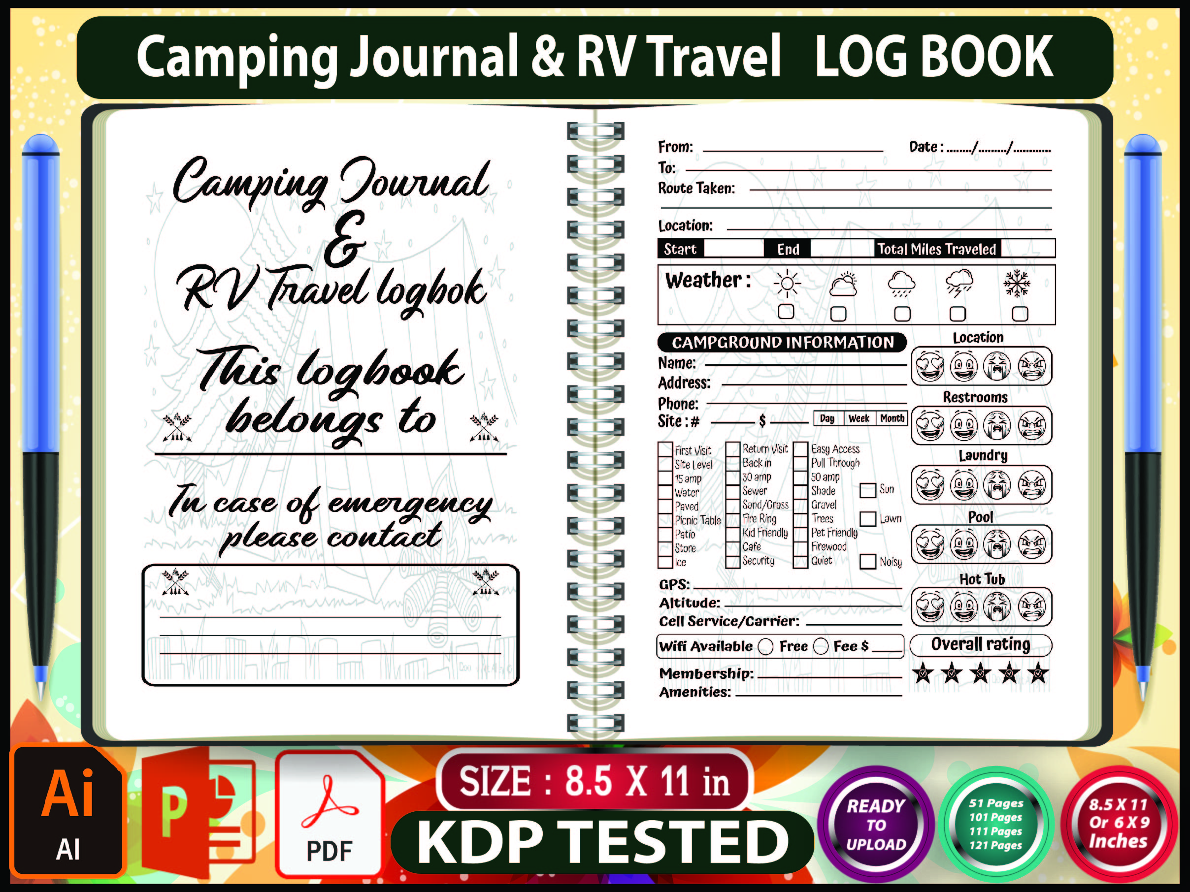 camping journal: Letter-Size RV Travel and Camping Log original product preview
