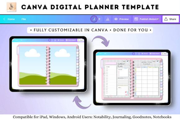 Editable Canva digital planner template for digital planning